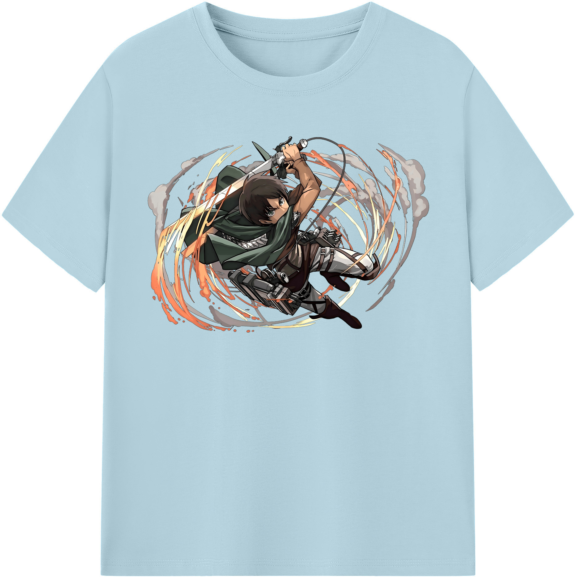 （画像用） 進撃の巨人 エレン･イェーガー Attack on Titan Eren Jäger 綿100％半袖Tシャツ（フロントプリント）